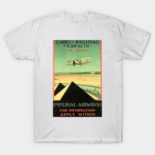 Imperial Airways Air Travel Cairo Baghdad Karachi Vintage British Airline T-Shirt